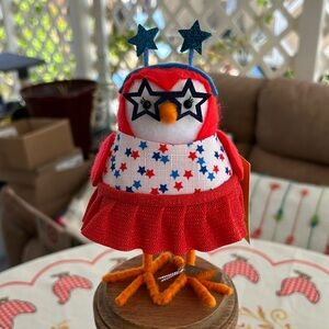 Sun Squad Featherly Friends STARLA Material and Felt Bird NWT Patriotic Bird